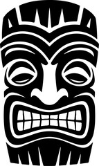 Tiki totem mask, Hawaiian indigenous vintage ritual mack.  Hawaiian totems made wood and stone for bars and resorts for paradise holidays. Vector illustration