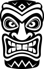 Tiki totem mask, Hawaiian indigenous vintage ritual mack.  Hawaiian totems made wood and stone for bars and resorts for paradise holidays. Vector illustration