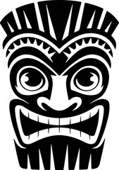 Tiki totem mask, Hawaiian indigenous vintage ritual mack.  Hawaiian totems made wood and stone for bars and resorts for paradise holidays. Vector illustration © Kotliar Ivan