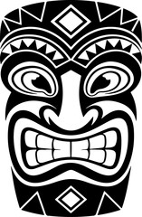 Tiki totem mask, Hawaiian indigenous vintage ritual mack.  Hawaiian totems made wood and stone for bars and resorts for paradise holidays. Vector illustration