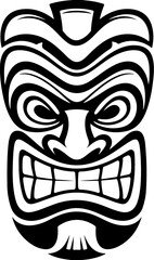 Tiki totem mask, Hawaiian indigenous vintage ritual mack.  Hawaiian totems made wood and stone for bars and resorts for paradise holidays. Vector illustration