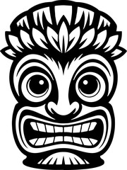 Tiki totem mask, Hawaiian indigenous vintage ritual mack.  Hawaiian totems made wood and stone for bars and resorts for paradise holidays. Vector illustration