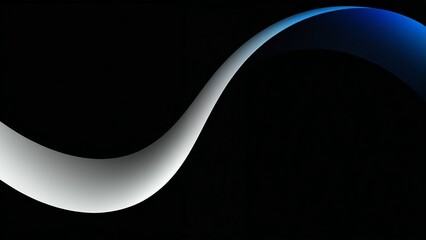 A minimalist abstract wallpaper with smooth, curved blue and white shapes resembling flowing ribbons.