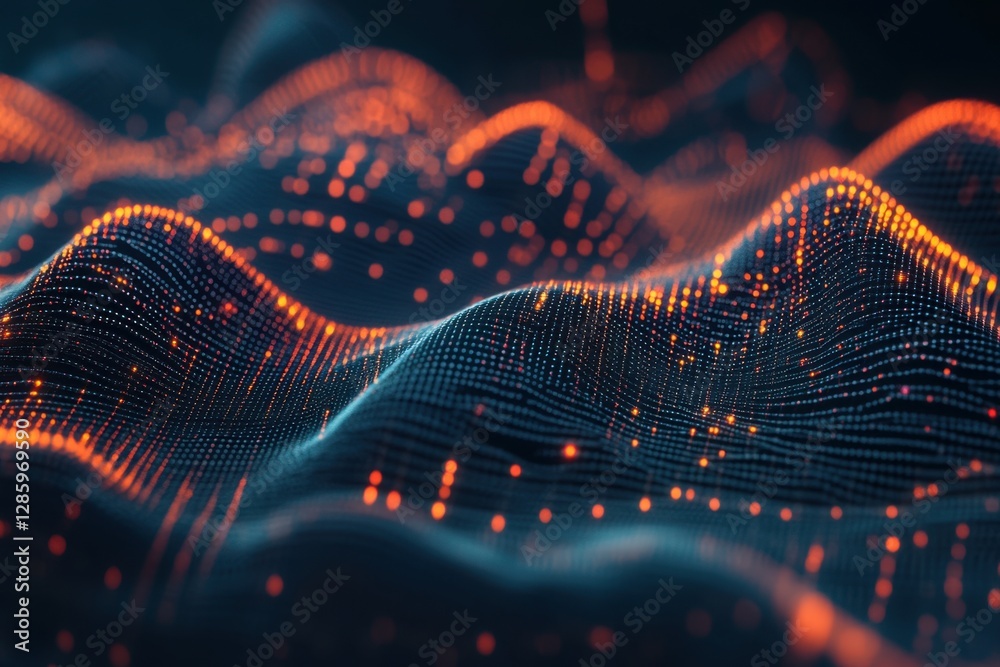 Fototapete Dynamic waves of digital light create a mesmerizing display of colors and patterns in an abstract visualization. Generative AI