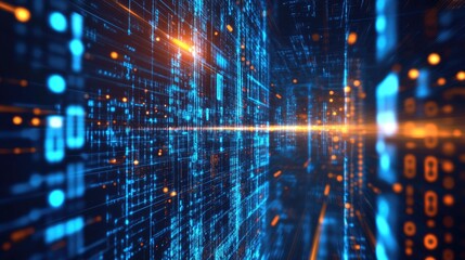 Fototapeta premium Digital Data Stream, A Journey into the Cyberspace
