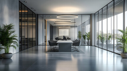 Fototapeta premium Abstract corporate environment with softened spatial boundaries - 