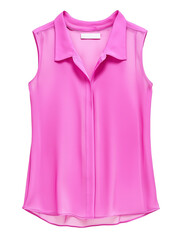 Pink sleeveless button up blouse on transparent background