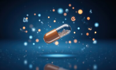 Floating pill with digital effects