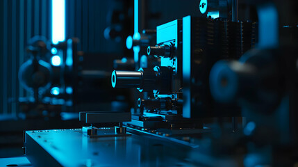Fototapeta premium Close-up of advanced machinery in a high-tech environment showcasing intricate components