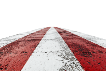 White Concrete Road With Red Stripes On A Transparent Background
