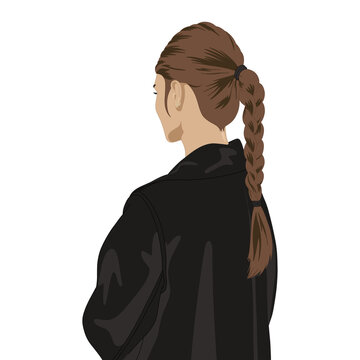 Woman with a Sleek Ponytail in a Black Coat