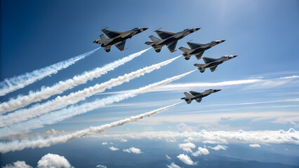 U.S. Air Force Fighter Jets in Flight. Perfect for: Military recruitment, defense industry reports, patriotic visuals