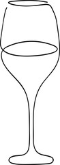 Elegant Wine Glass Continuous Line Drawing