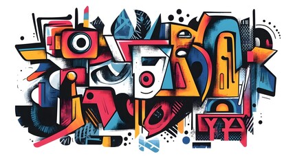 Obraz premium Vibrant Geometric Abstract Art Design with Colorful Shapes and Patterns