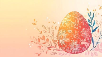 Fototapeta premium Vibrant Floral Easter Egg with Blooming Flowers and Leaves