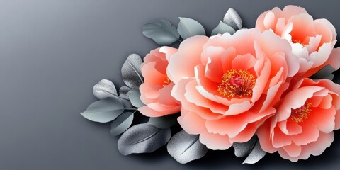 Blush Peonies and Silver Dust. Soft pink peonies paired with silvery eucalyptus, arranged with a watercolor wash for elegant wedding designs.
