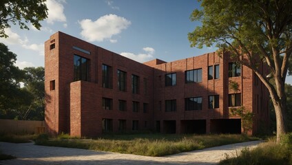 Modern red brick building