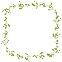 Fototapeta premium Floral simple square frame isolated on white