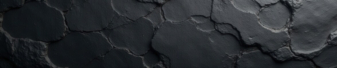 Black anthracite concrete, long seamless stone texture banner, black, dark