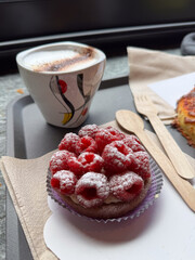 Raspberry Tart and Cappuccino Delight