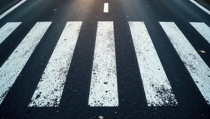 Bold white zebra crossing on black asphalt Clean, minimalist design , yellow black, design, white black