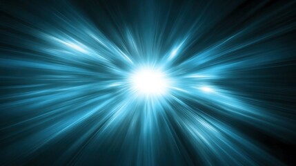 Obraz premium Abstract blue star technology background like light rays from cosmic explosion, representing data transfer speed in digital network or internet connection.