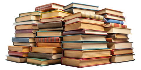 Naklejka premium Stacked Books - High-Resolution Image of Organized Books for Education and Knowledge Themes.AI Generated