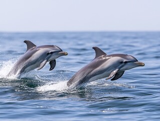 Naklejka premium Sustainable marine reserve with realistic dolphin photography