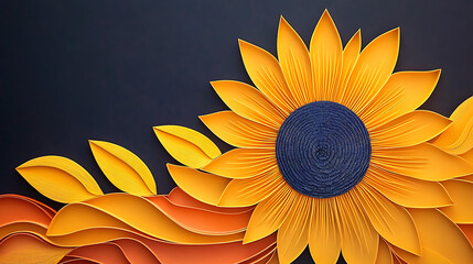 Obraz premium Paper cut spring flowers and leaves Fresh spring nature background. Floral with leaves cut of paper Flower paper style, colorful rose, paper craft floral