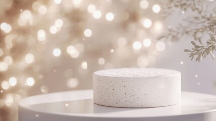 An empty white podium with a soft spotlight, ready for a speaker to inspire and engage the audience.