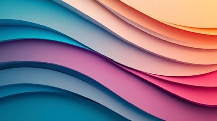Fototapeta premium Colorful Abstract Waves of Paper in Soft Tones Creating Visual Harmony and Depth