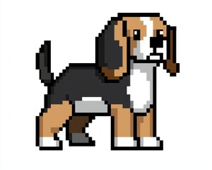 Obraz premium Retro 8-Bit Beagle Dog Pixel Art Illustration Digital Design