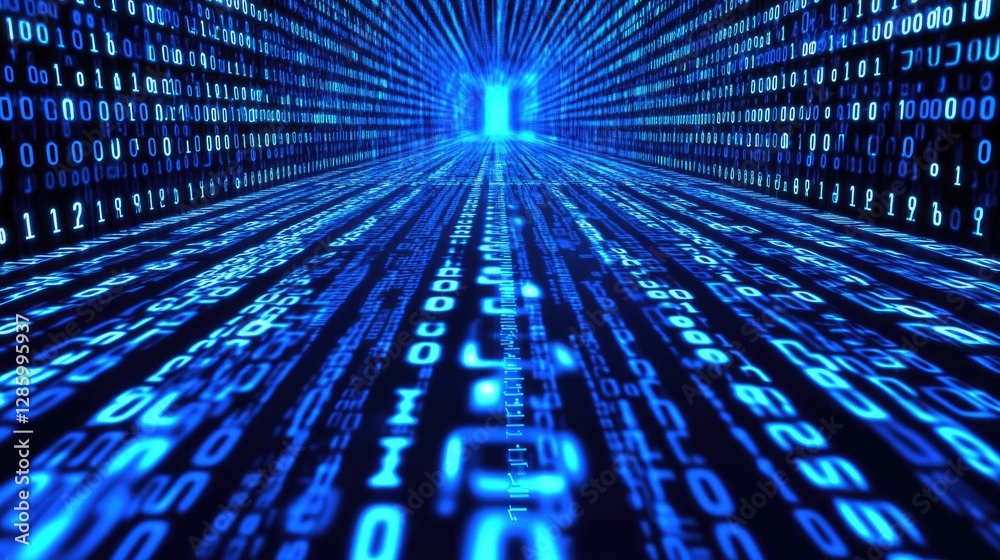 Poster digital tunnel, a journey through binary code