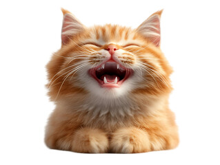 A cheerful orange cat with a big smile, capturing the essence of joy and playfulness in a delightful close-up.