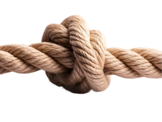 A detailed view of a knotted rope showcasing craftsmanship and texture, perfect for illustrating knot-tying or maritime themes.