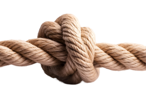 A detailed view of a knotted rope showcasing craftsmanship and texture, perfect for illustrating knot-tying or maritime themes.