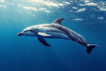 Naklejka premium Exploring dolphins in pristine ocean on research expedition