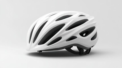 Fototapeta premium White bicycle helmet on a plain studio background