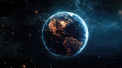 Obraz premium Earth at Night: A Celestial View of Our Planet