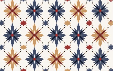 Geometric pattern, floral design,  repeating motif,  white background