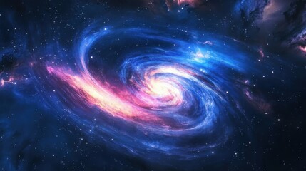 Fototapeta premium A celestial tornado of glowing cosmic gas spirals through deep space, reshaping constellations