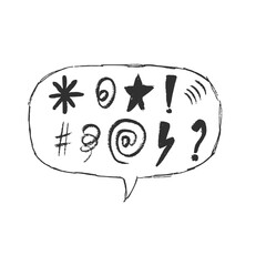 Speech bubble with swear words. Curse crayon doodle text. Bad bulling expression on chat dialog balloon. Aggressive swearword isolated on white background. Hater sign. Vector pencil drawn illustration