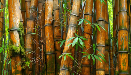 Lush Bamboo Forest Showcasing Vibrant Textures And Colors