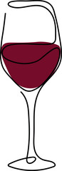  Red Wine in Modern Glass Line Art