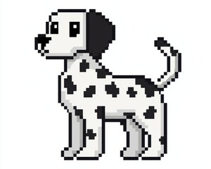 Obraz premium Retro 8-Bit Dalmatian Dog Pixel Art in Low-Resolution Style