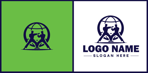 Self-Defense Class icon Martial arts training Personal protection course Combat skills workshop flat logo sign symbol editable vector