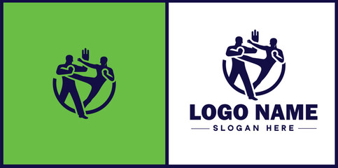 Self-Defense Class icon Martial arts training Personal protection course Combat skills workshop flat logo sign symbol editable vector