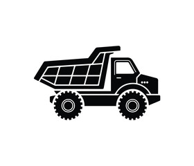 Silhouette Flat Icon of a Dump Truck. dump truck logo. truck icon. 