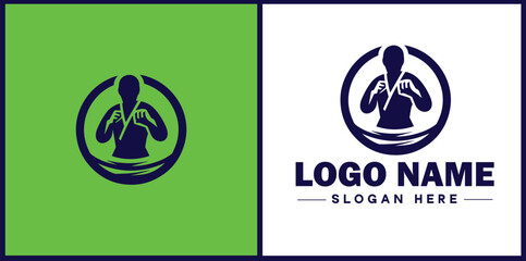 Self-Defense Class icon Martial arts training Personal protection course Combat skills workshop flat logo sign symbol editable vector