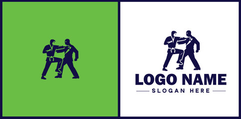 Self-Defense Class icon Martial arts training Personal protection course Combat skills workshop flat logo sign symbol editable vector